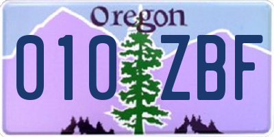 OR license plate 010ZBF