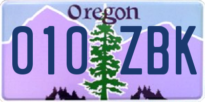 OR license plate 010ZBK