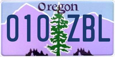 OR license plate 010ZBL