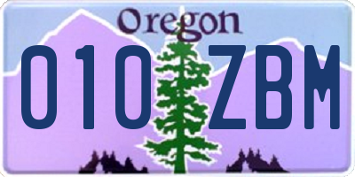 OR license plate 010ZBM