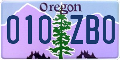 OR license plate 010ZBO