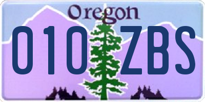 OR license plate 010ZBS