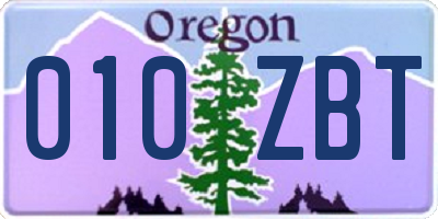 OR license plate 010ZBT