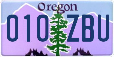 OR license plate 010ZBU