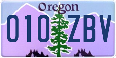 OR license plate 010ZBV