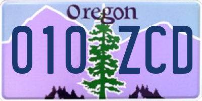 OR license plate 010ZCD