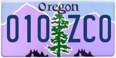 OR license plate 010ZCO