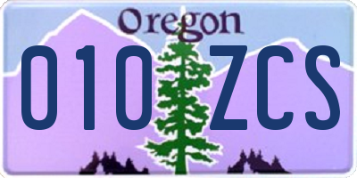 OR license plate 010ZCS