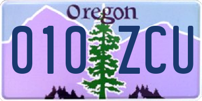 OR license plate 010ZCU