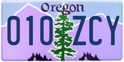 OR license plate 010ZCY