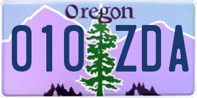 OR license plate 010ZDA