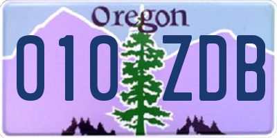 OR license plate 010ZDB