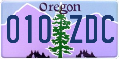 OR license plate 010ZDC