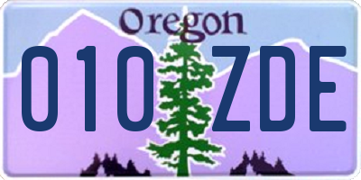 OR license plate 010ZDE