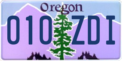 OR license plate 010ZDI