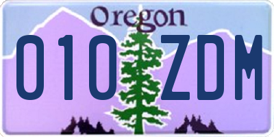 OR license plate 010ZDM