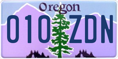 OR license plate 010ZDN