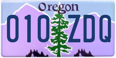 OR license plate 010ZDQ
