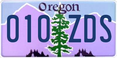 OR license plate 010ZDS