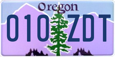 OR license plate 010ZDT