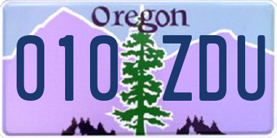OR license plate 010ZDU