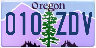 OR license plate 010ZDV