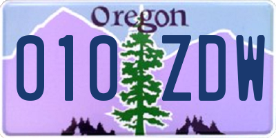 OR license plate 010ZDW