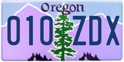 OR license plate 010ZDX