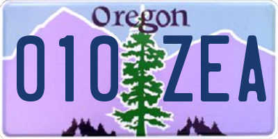 OR license plate 010ZEA