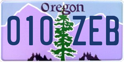 OR license plate 010ZEB