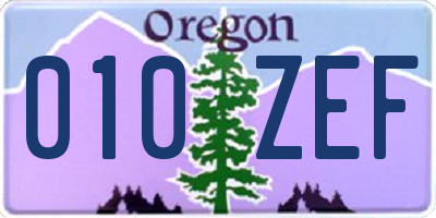 OR license plate 010ZEF