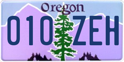 OR license plate 010ZEH