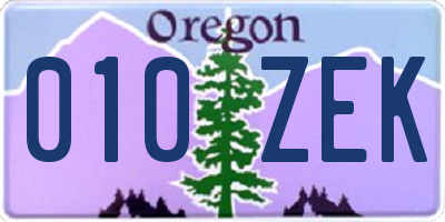 OR license plate 010ZEK