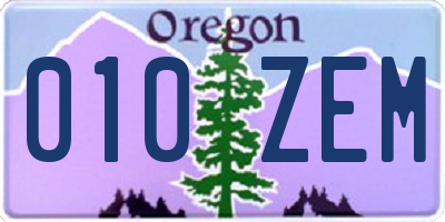 OR license plate 010ZEM