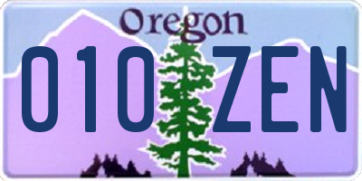 OR license plate 010ZEN