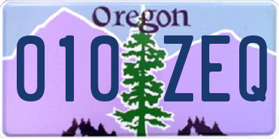OR license plate 010ZEQ