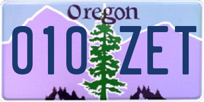 OR license plate 010ZET