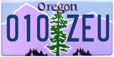 OR license plate 010ZEU