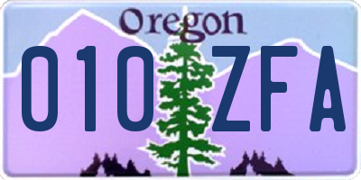 OR license plate 010ZFA