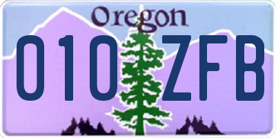 OR license plate 010ZFB