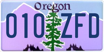 OR license plate 010ZFD