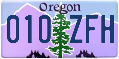 OR license plate 010ZFH
