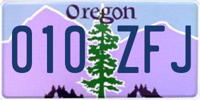 OR license plate 010ZFJ