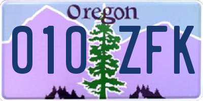 OR license plate 010ZFK