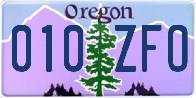 OR license plate 010ZFO