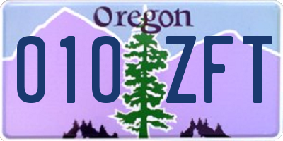 OR license plate 010ZFT