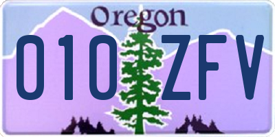 OR license plate 010ZFV