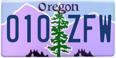 OR license plate 010ZFW