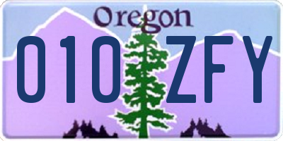 OR license plate 010ZFY