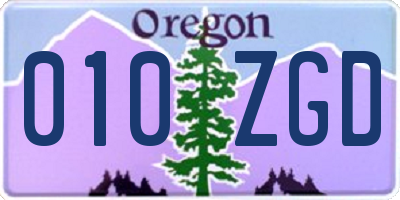 OR license plate 010ZGD